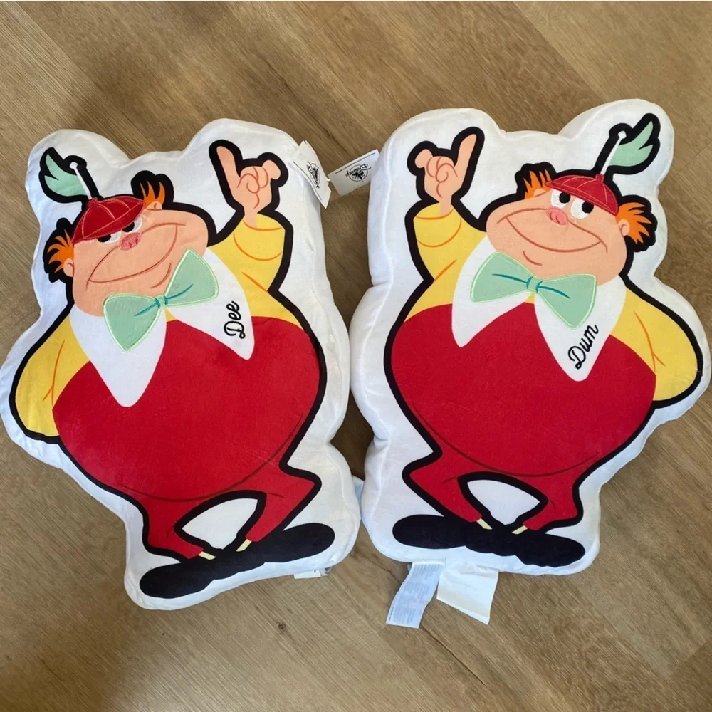 Disney Tweedle Dee and Tweedle Dum Decorative Pillow set Alice in Wonderland